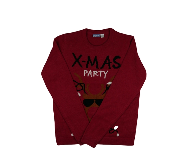 Červený váoční svetr se sobíkem 