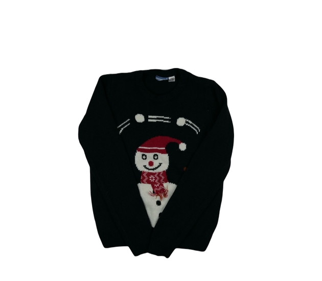 Tmavomodrý svetr se sněhulákem