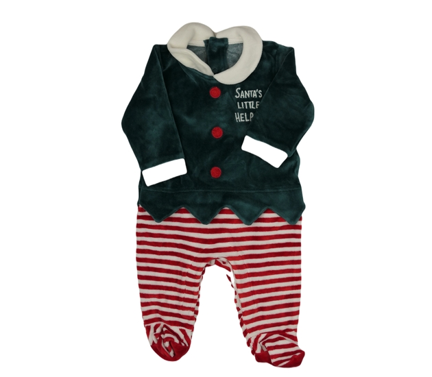 Zelený vánoční overal s bíločervenými pruhy M&S