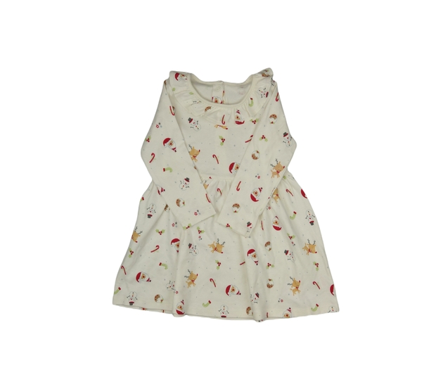 Krémové vánoční šaty s obrázky 