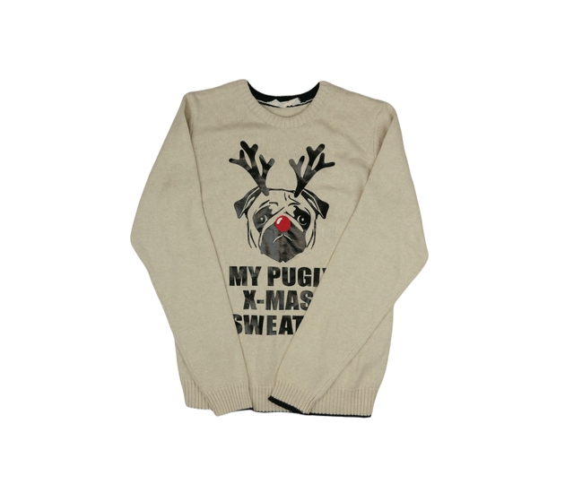 Hnědý vánoční svetr se psem vel. 170 H&M