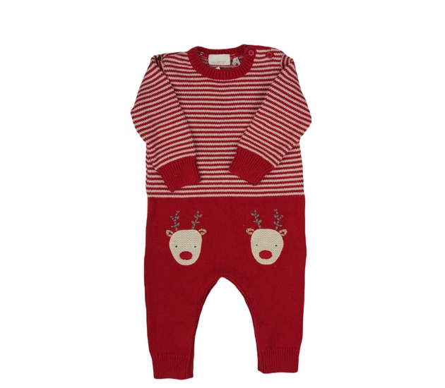 Červený pruhovaný vánoční overal Next