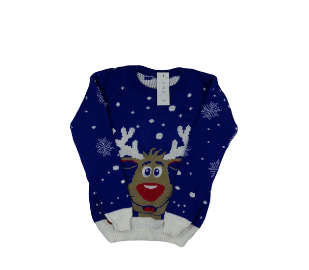 Nový modrý vánoční svetr 