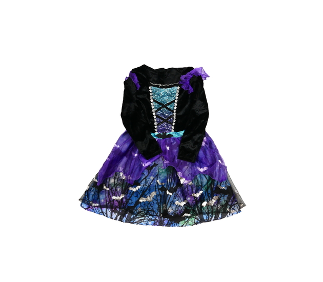 Temné zdobné karnevalové čarodějnické šaty 