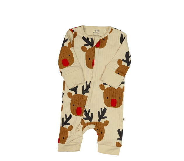 Hnědý vánoční overal se sobíky Next