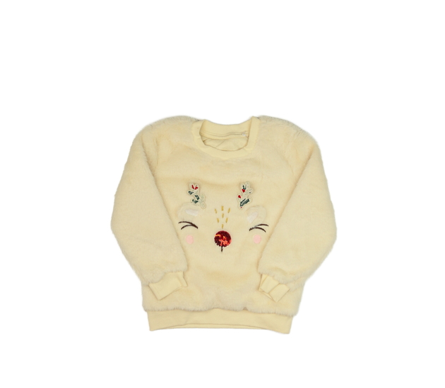 Krémová chlupatá vánoční mikina Nutmeg