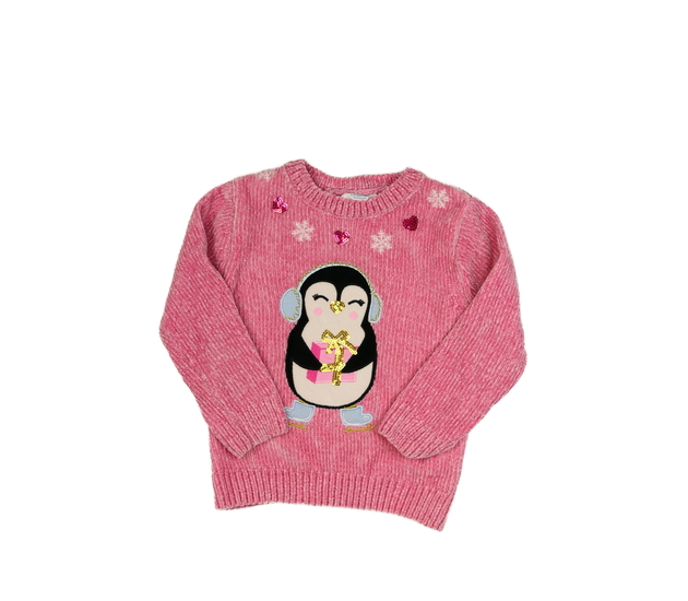 Růžový vánoční svetr s tučňákem Primark