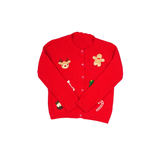 Červený vánoční propínací svetr George