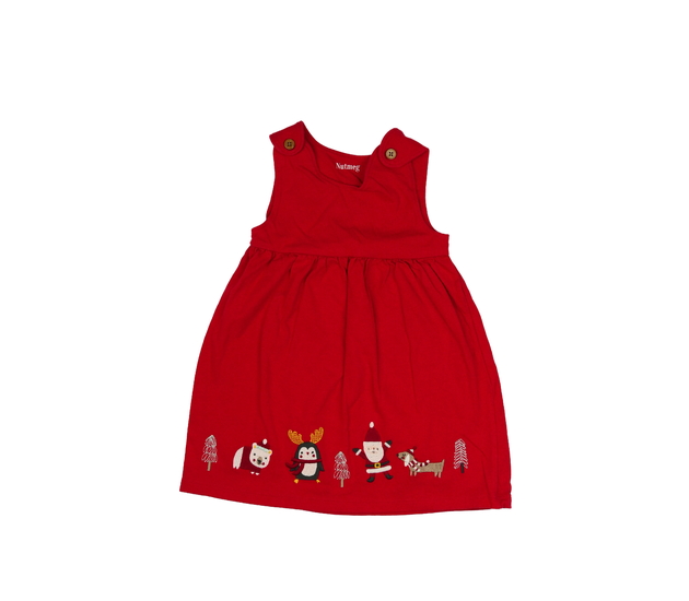 Červené vánoční šaty s vyšitými obrázky Nutmeg
