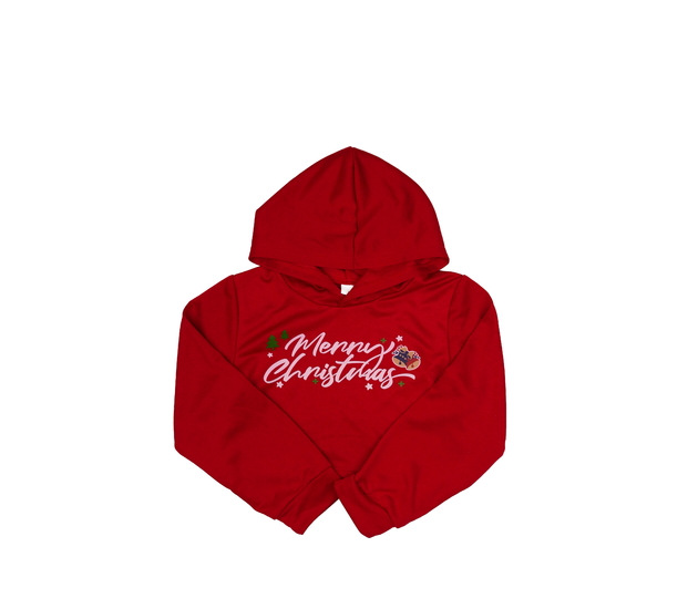 Červená vánoční crop mikina 