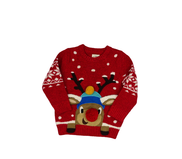 Červený vzorovaný vánoční svetr F&F