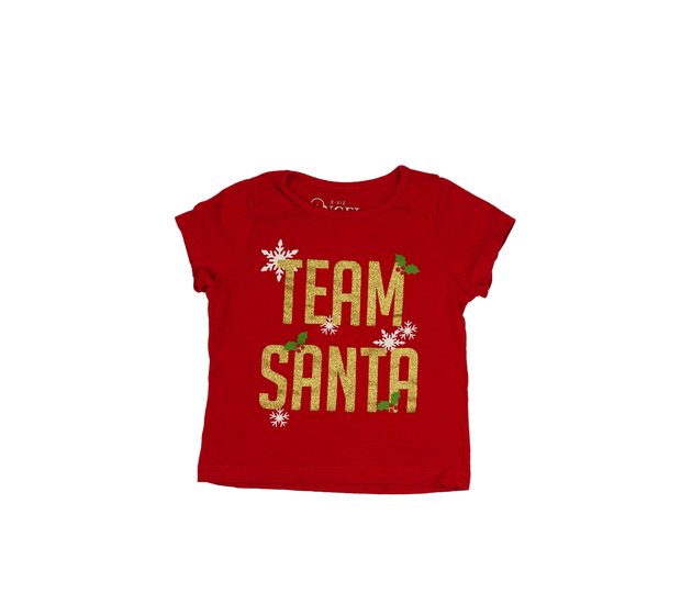 Červené vánoční triko se zlatým nápisem 