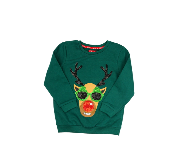 Zelená mikina se sobem Tu