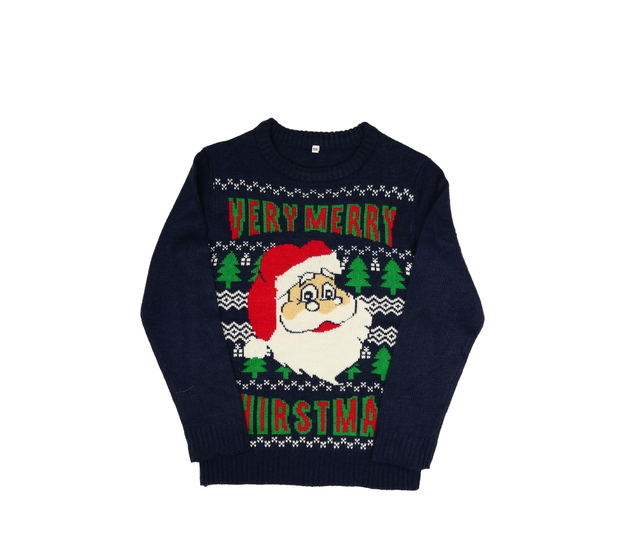 Modrý vánoční svetr se Santou