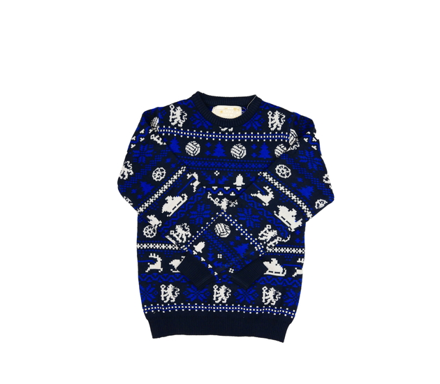 Modrý vánoční zdobný svetr 