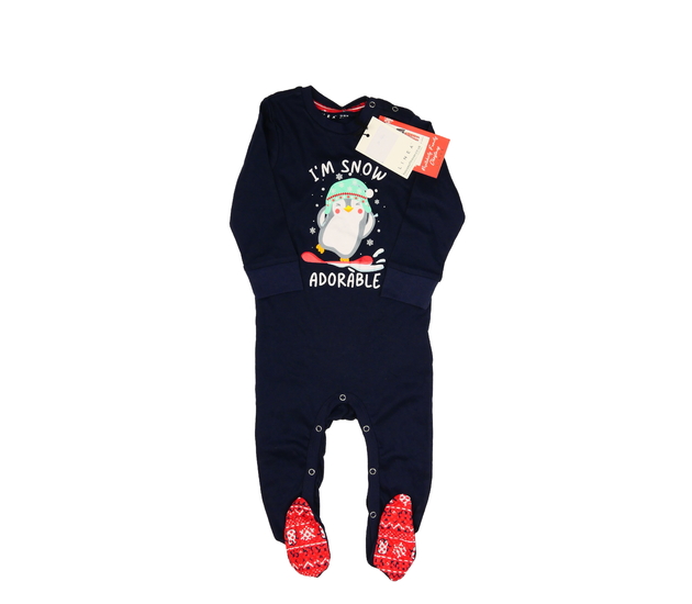 Nový tmavě modrý vánoční overal s tučňákem