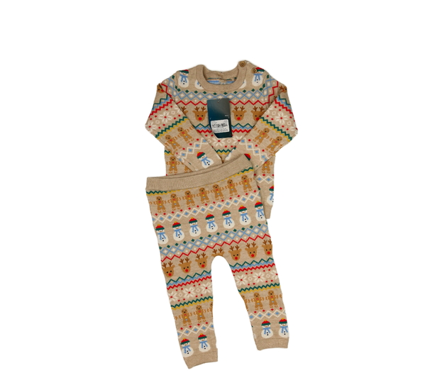 Hnědý vánoční zdobný svetrový set Tu