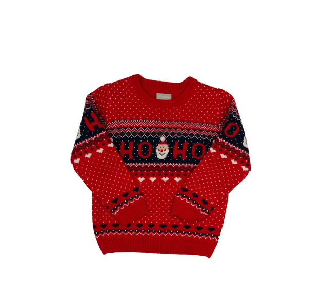 Červený vánoční zdobný svetr 