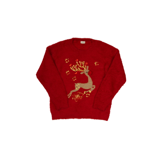 Červený žinylkový vánoční svetr F&F