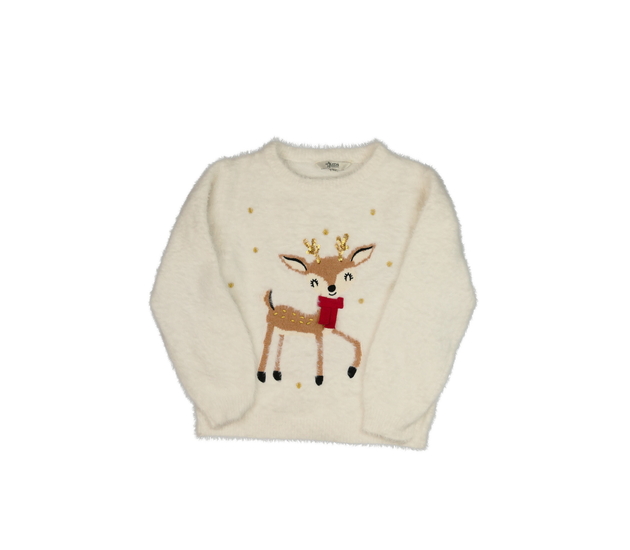 Smetanový žinylkový vánoční svetr 