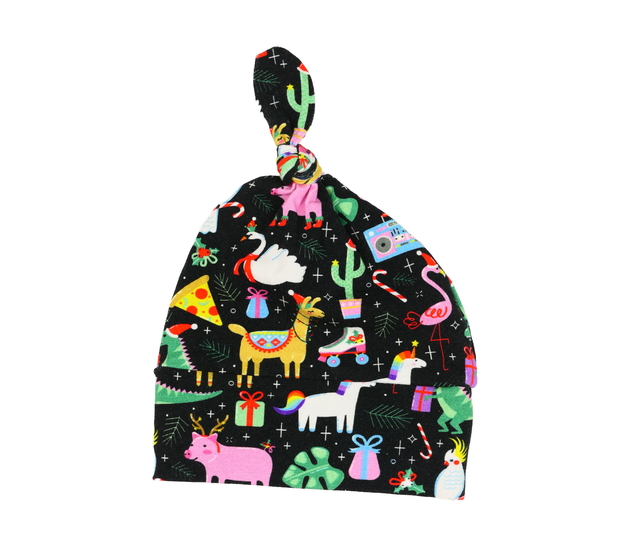 Černá vánoční bavlněná čepice 