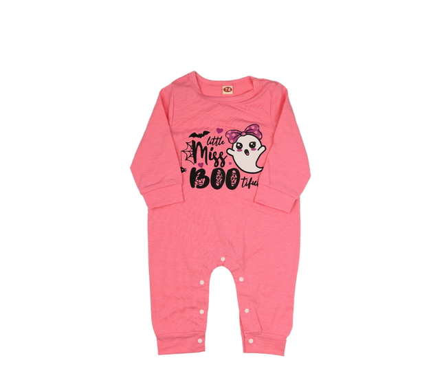 Růžový halloween overal s duchem 