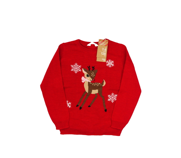 Nový červený vánoční svetr srneček Primark