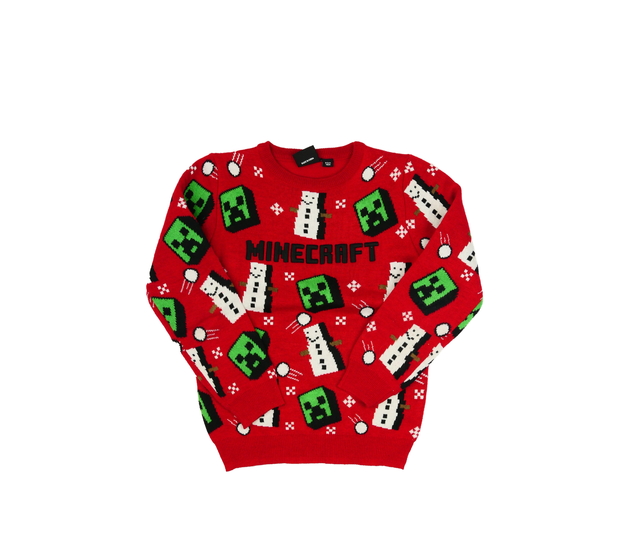 Červený vánoční svetr Minecraft Primark