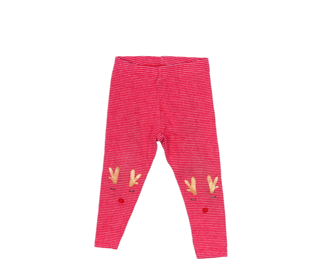 Červené pruhované vánoční sobí legíny Next