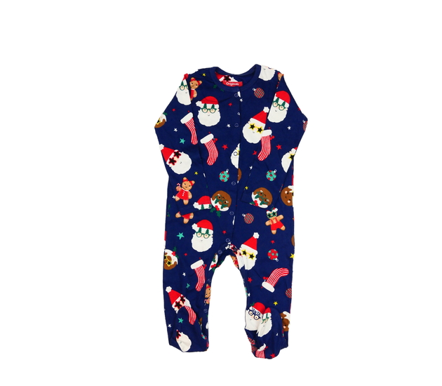Tmavě modrý vánoční overal se santou 