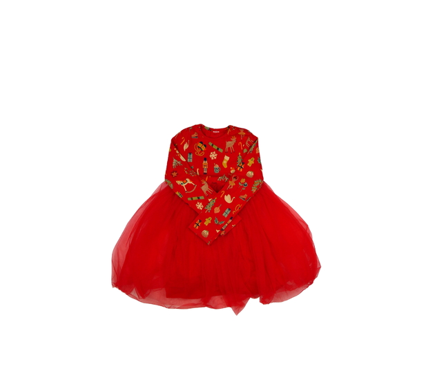 Červené bohaté vánoční šaty 