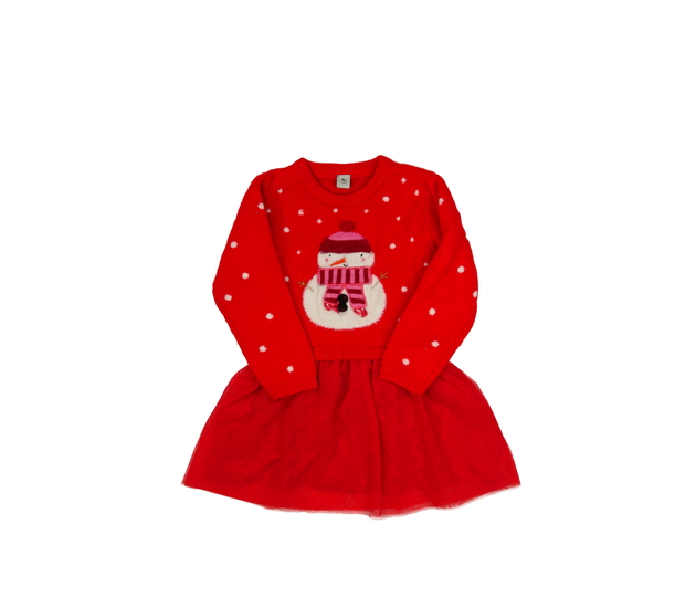 Červené bohaté teplé vánoční šaty Tu