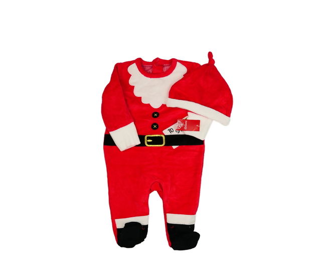 Nový červený teplý vánoční overal a čepička 