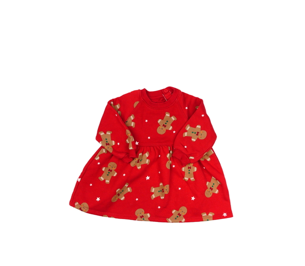 Červené vánoční mikinové šaty s perníčkem F&F