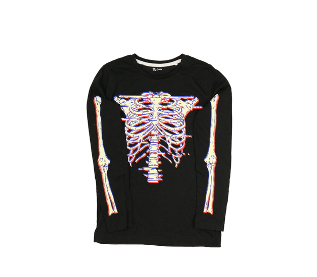 Černé halloween triko s kostrou Tu