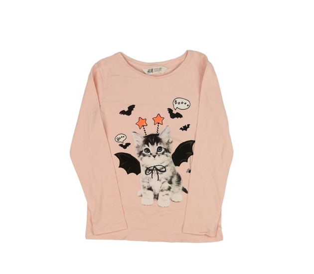 Růžové triko s halloween kočičkou H&M