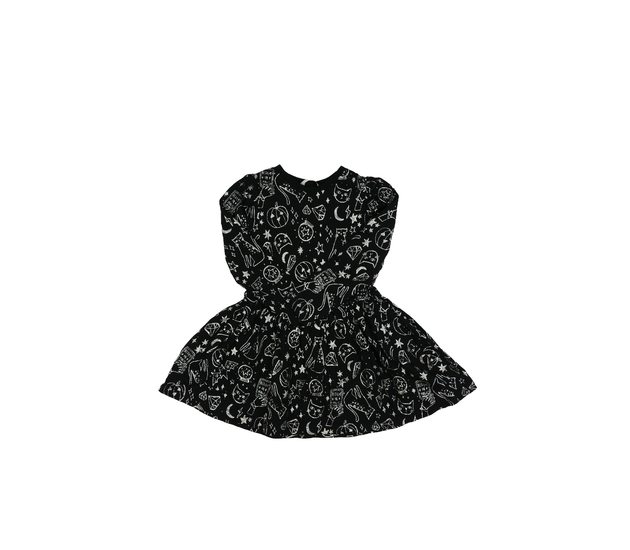 Černé halloween šaty se stříbrnými obrázky George 