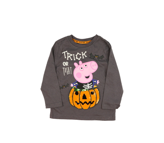 Šedé halloween triko Prasátko Pepa 