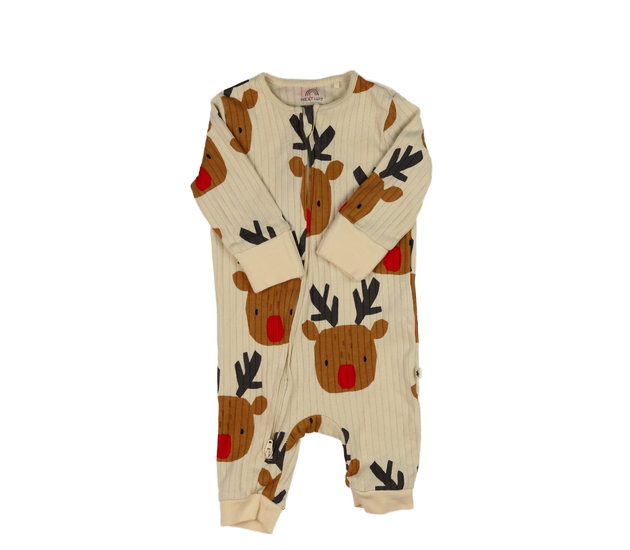 Hnědý vánoční overal se sobíky Next