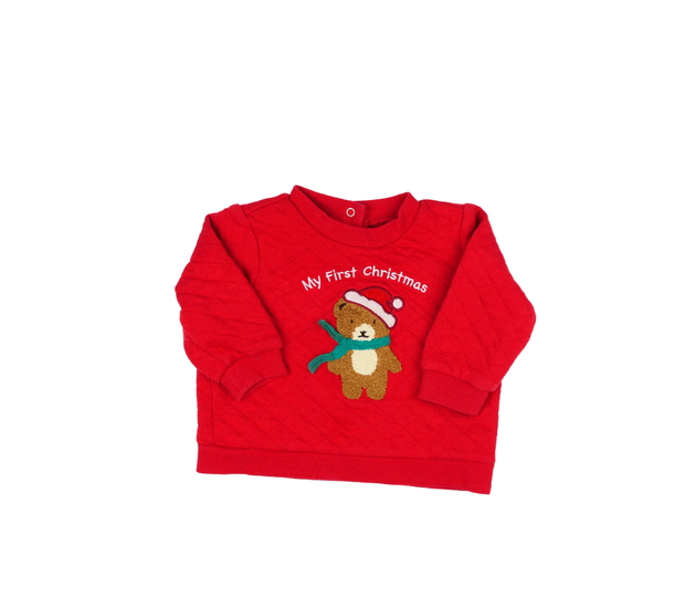 Červená vánoční mikina s medvědem 