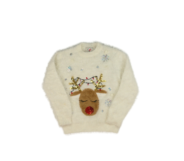 Bílý žinylkový vánoční svetr George