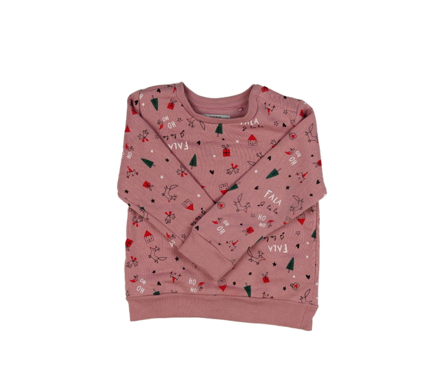 Růžová vánoční mikina s obrázky 