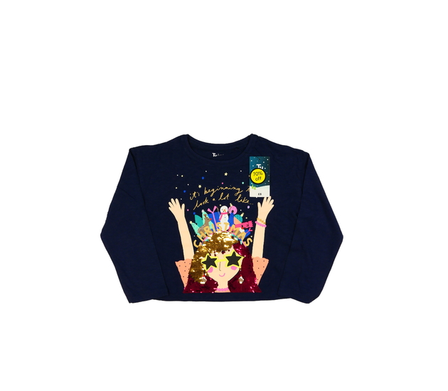 Nové tmavě modré vánoční crop triko Tu