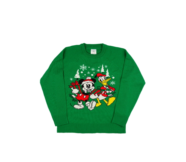 Zelený vánoční svetr Mickey Disney