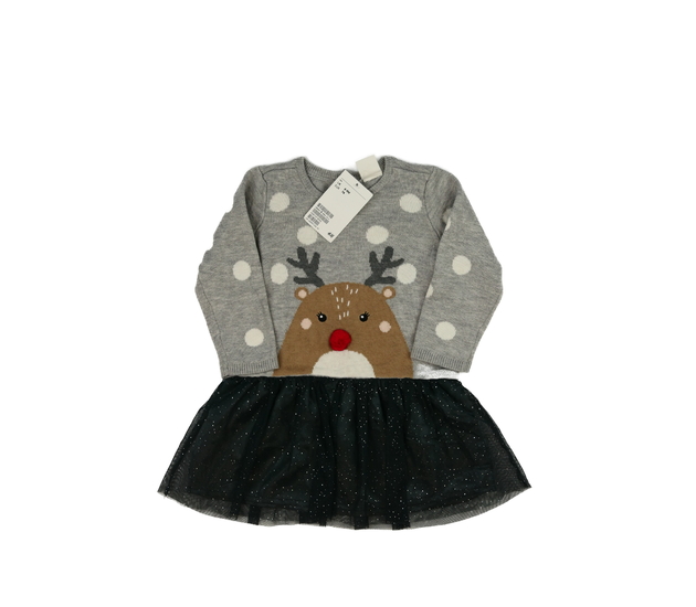 Nové šedé vánoční šaty se sobíkem H&M