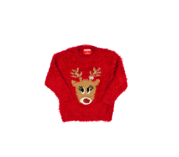Červený žinylkový vánoční svetr sobík George