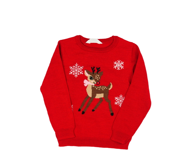 Červený vánoční svetr se sobíkem Primark