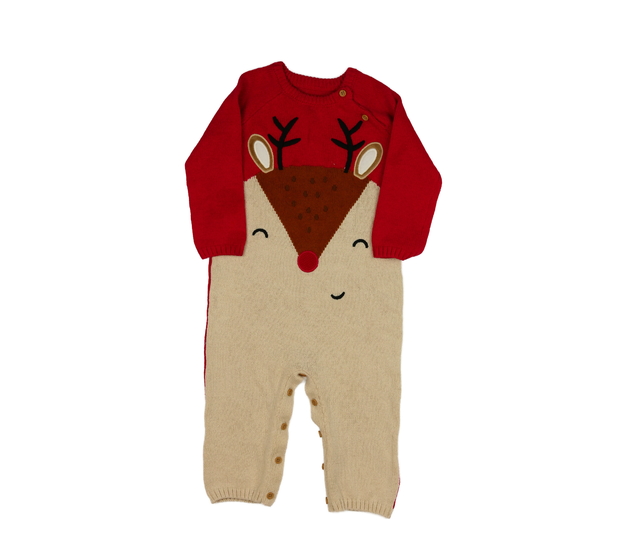 Pletený vánoční overal červeno-hnědý