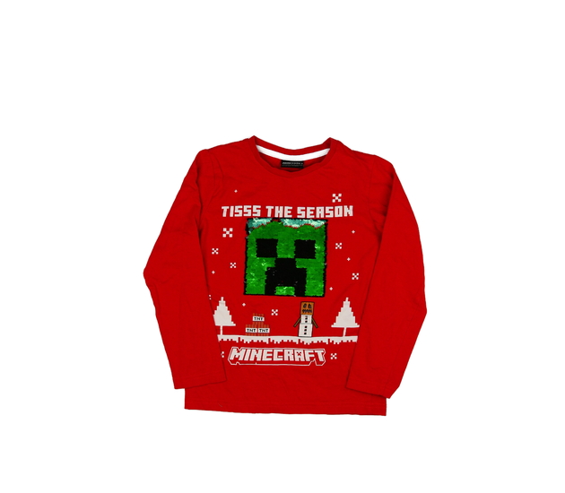 Červené vánoční triko Minecraft Tu