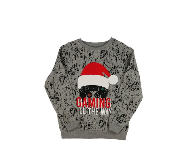 Šedá vánoční herní mikina 